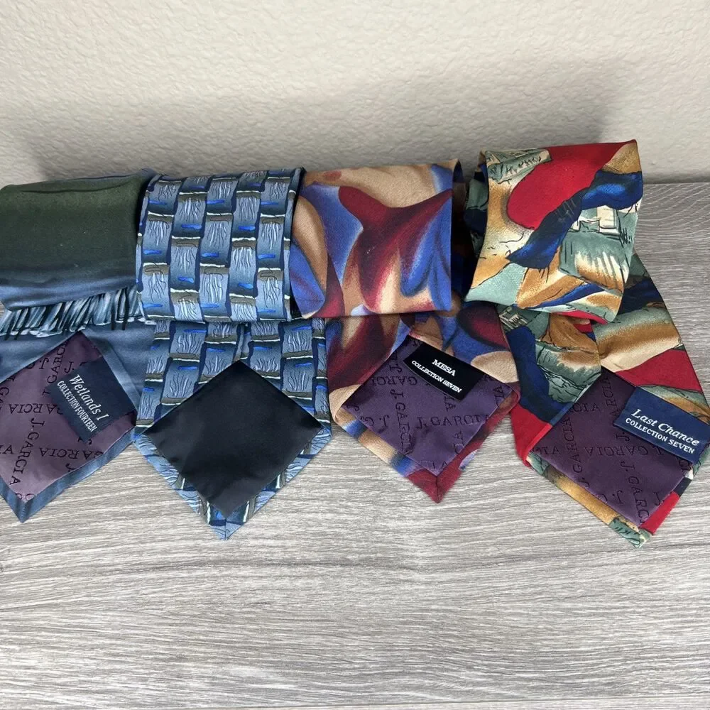 Lot of 4 Vintage Jerry J Garcia Collection Silk Neck Ties Watercolor Abstract
